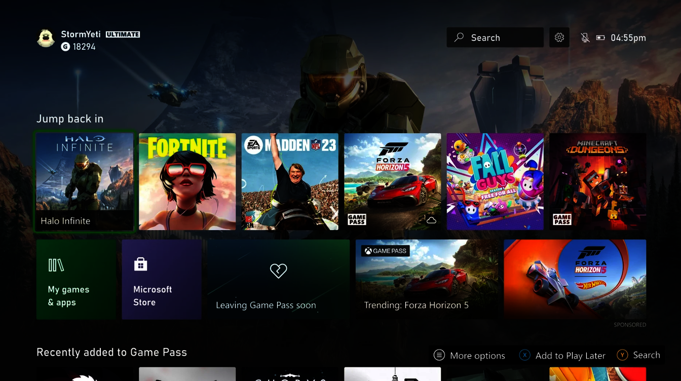 Xbox one best sale home page